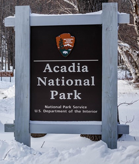 Acadia National Park entrance sign